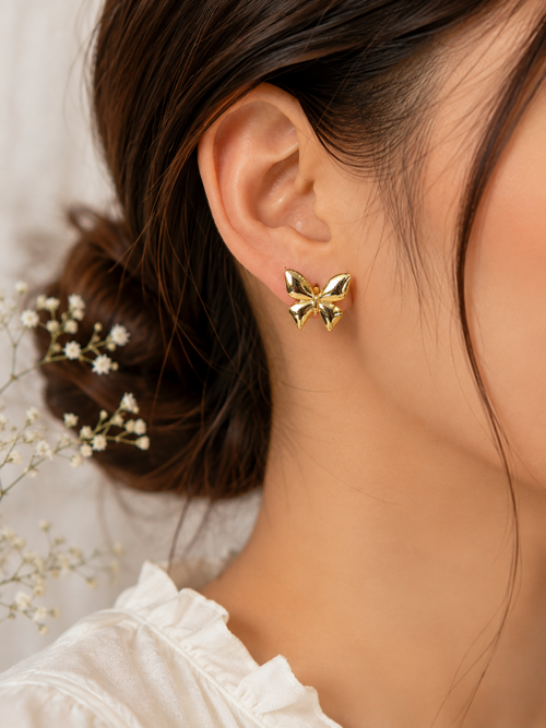 Butterfly Gold Stud Earrings