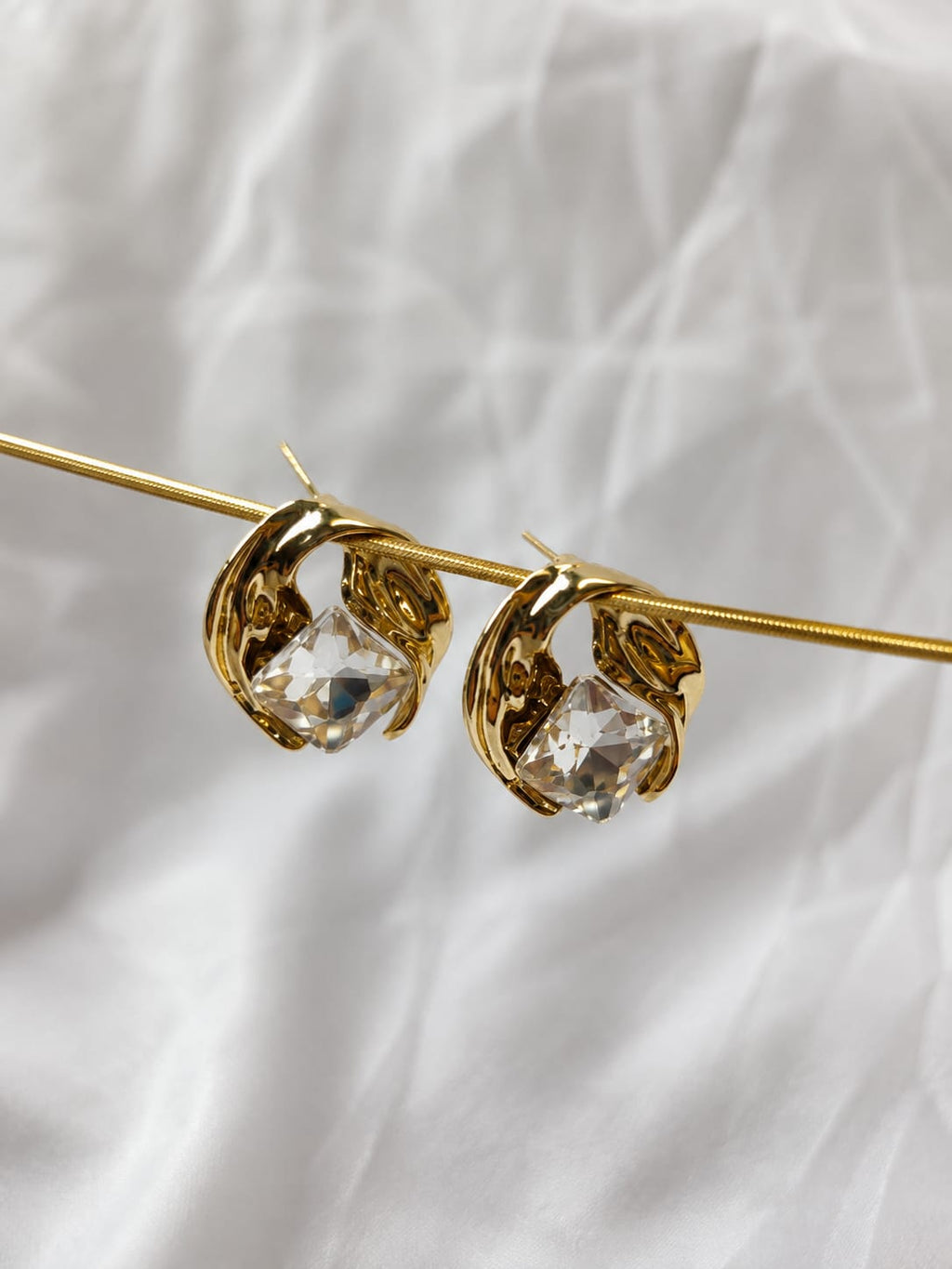 Elegant Gold Crystal Stud Earrings
