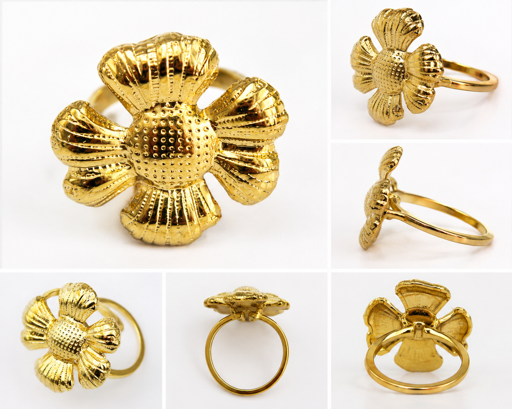 Gold Flower Ring – Elegant Floral Statement Ring